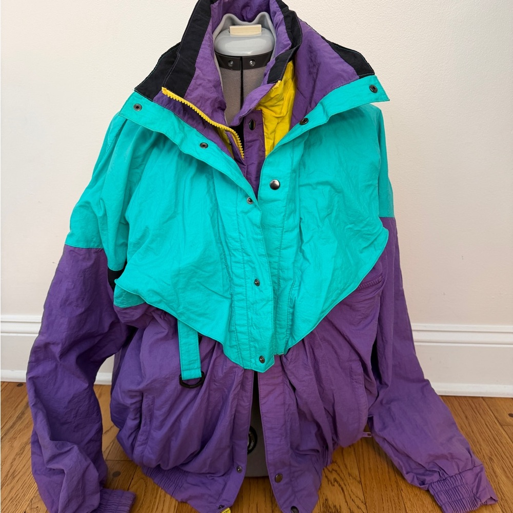 Vibrant Teal and Purple Men's Bomber Jacket